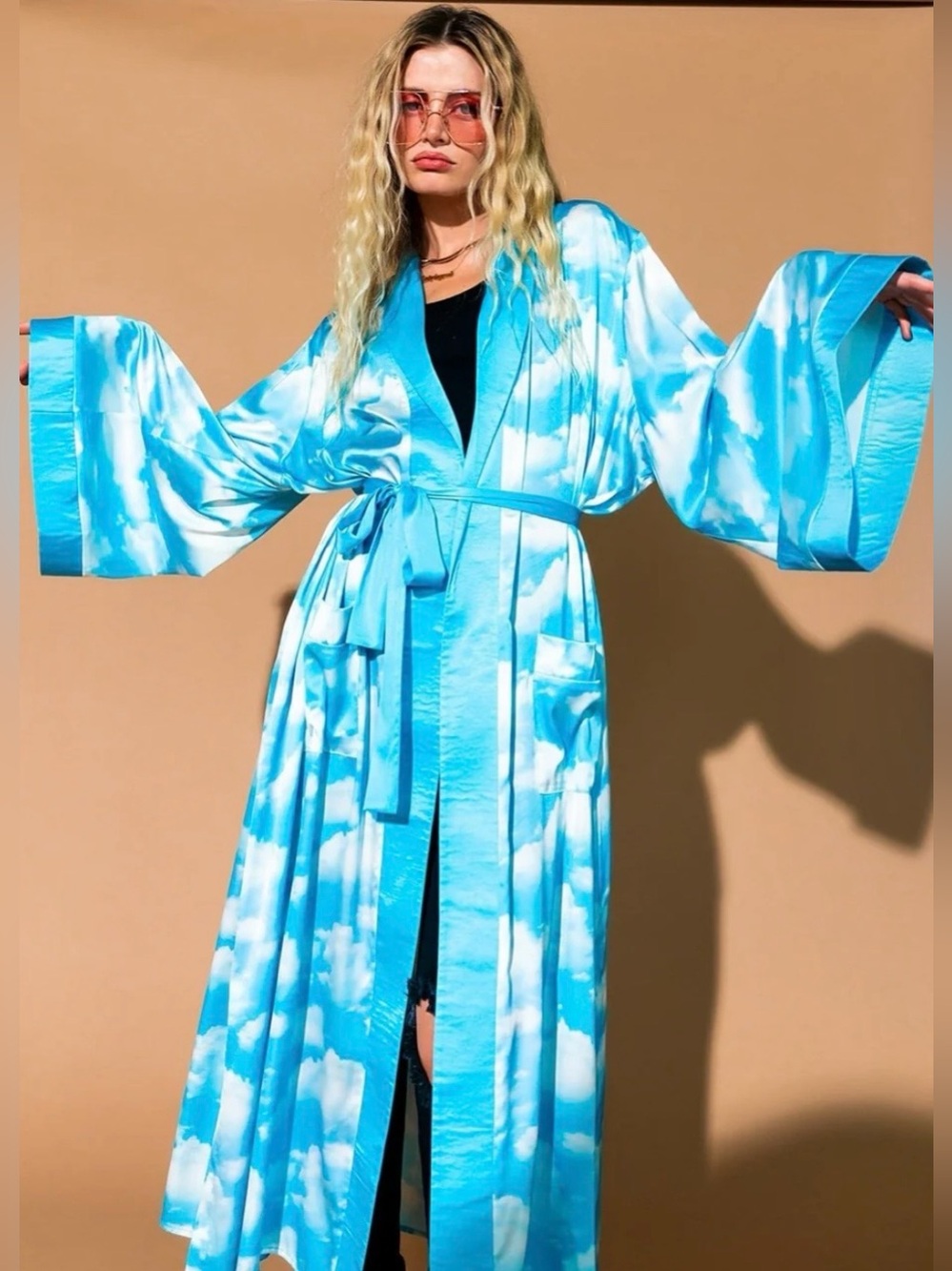 Dressed in LALA Blue and White Cloud Kimono